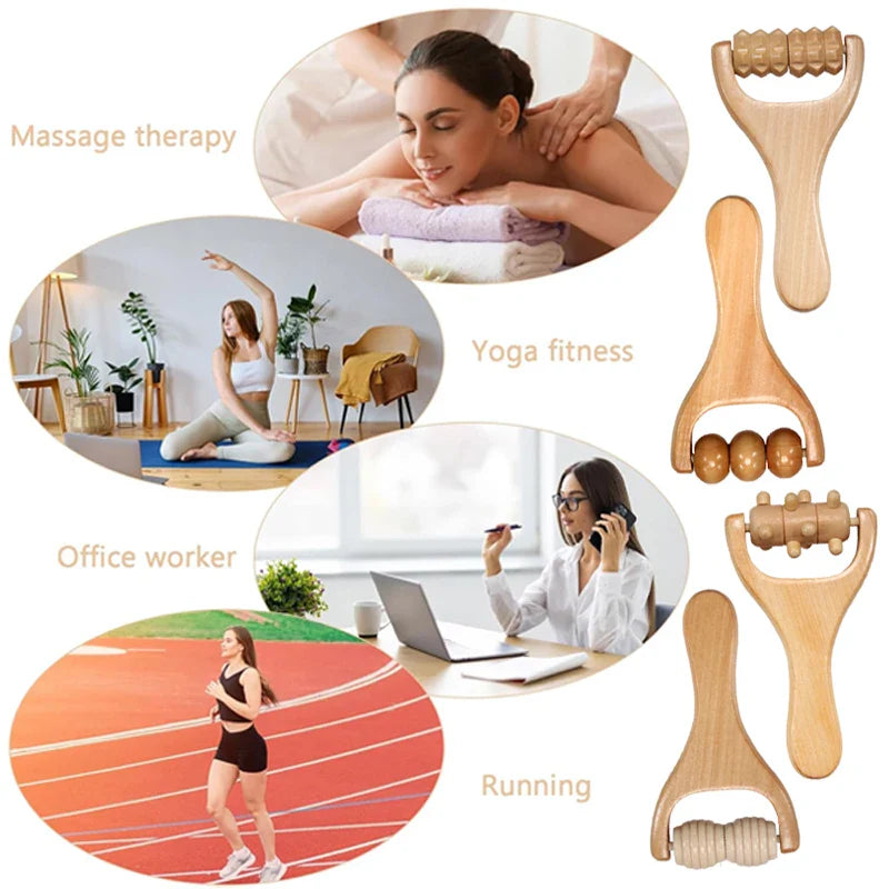 2/4Pcs Wooden Massage Roller,Instantly Self Massage Waist Thigh, Leg, Hands Full Body Roller Tool Massager DIY Maderotherapy
