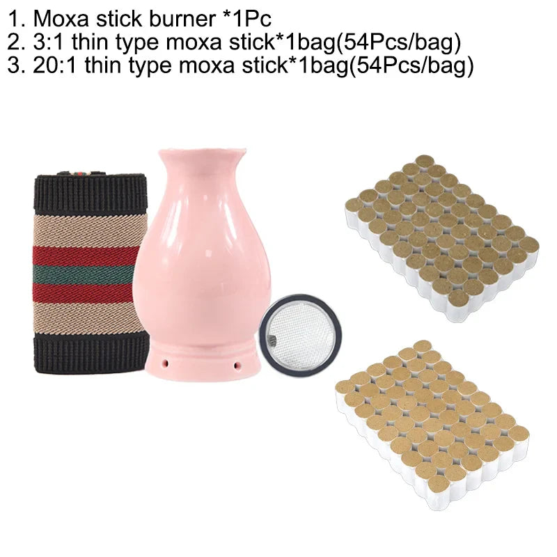 Ceramic Wormwood Stick Burner Face Lift Device Beauty Moxibustion Face Skin Facial Massager Moxa Therapy Heating Wrinkle Removal
