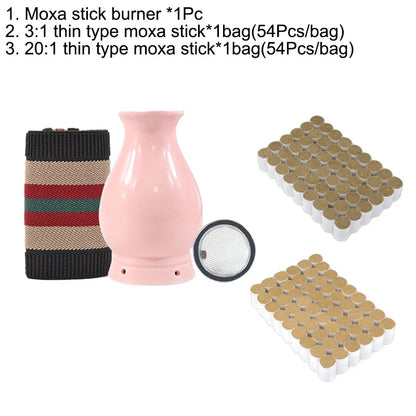 Ceramic Wormwood Stick Burner Face Lift Device Beauty Moxibustion Face Skin Facial Massager Moxa Therapy Heating Wrinkle Removal