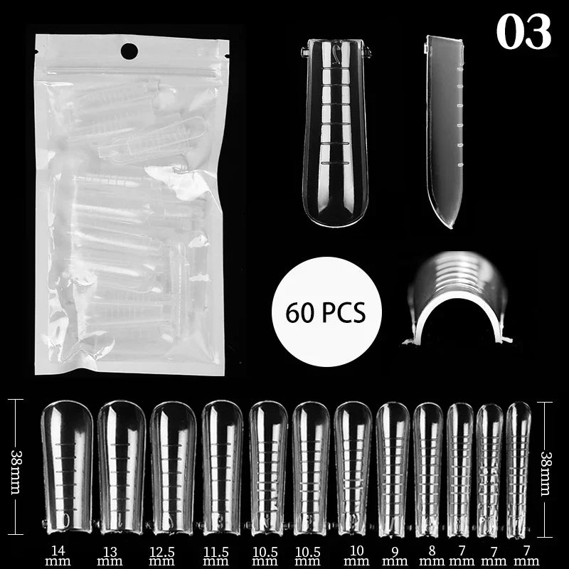 60Pcs Dual Nail Forms Extension Tips Mold Quick Buliding False Nails Short Almond Acrylic Upper Forms Diy Art Manicure Tool