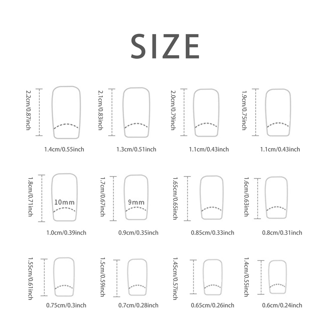 24 pcs short square French Minimalist Heart Glitter nails +1 nail glue +1 nail file