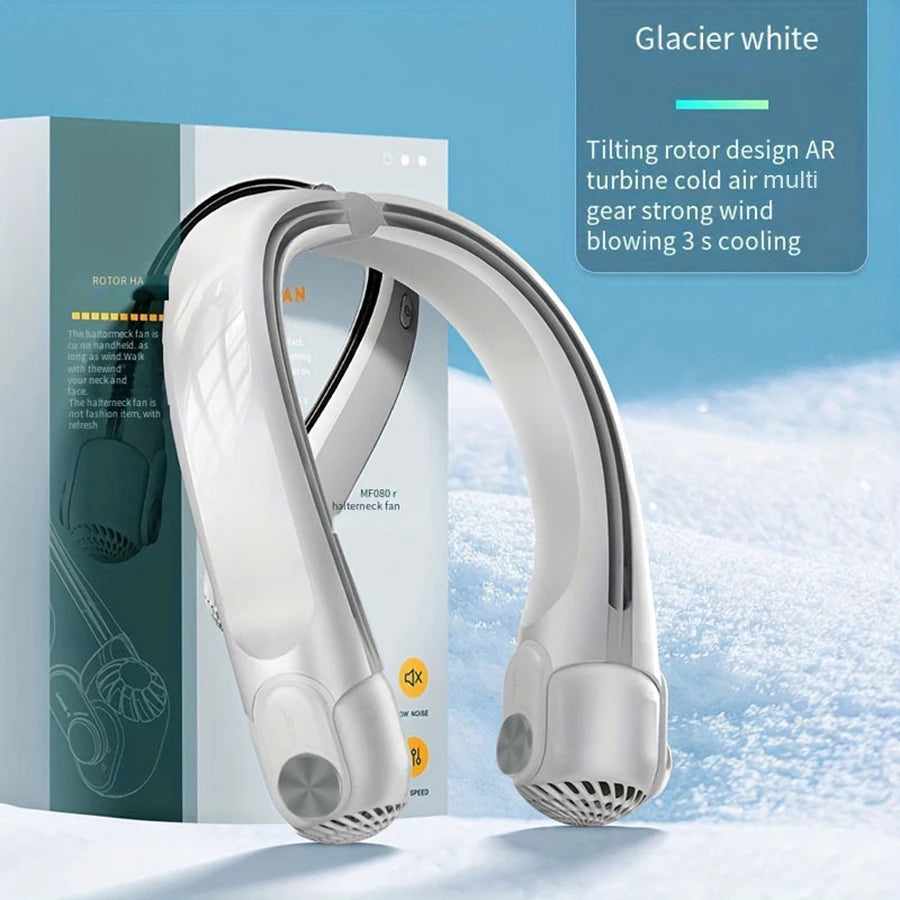 New Portable Neck Fan Mini Air Conditioner Rechargeable Bladeless Neck Fan With 45° Adjustable Wind Directions for Outdoor