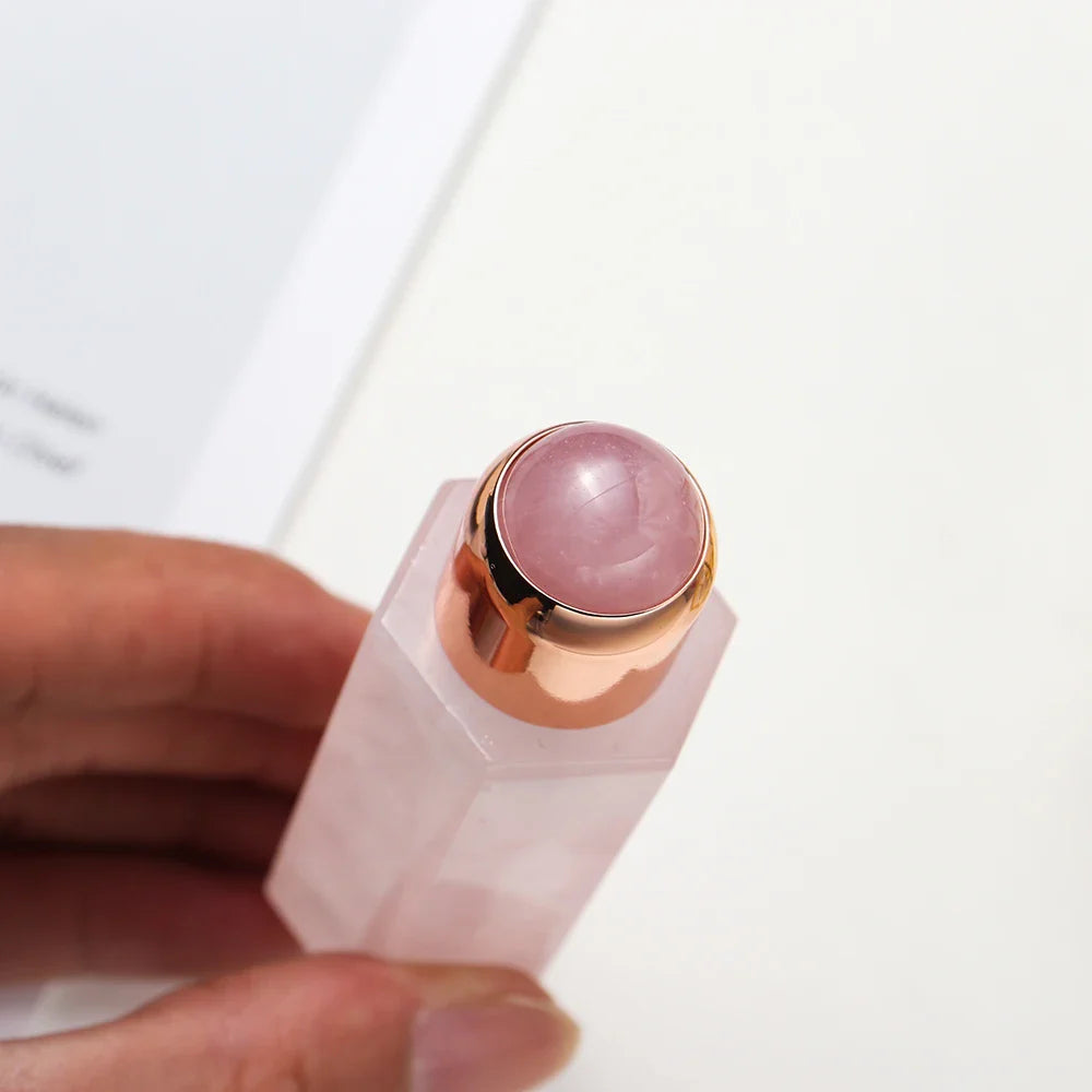 Facial Beauty Natural Healing Rose Quartz Obsidian Crystal Column Perfumes Essential Oil Roller Bottles Mother's Day Women Gift