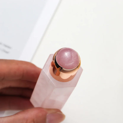Facial Beauty Natural Healing Rose Quartz Obsidian Crystal Column Perfumes Essential Oil Roller Bottles Mother's Day Women Gift