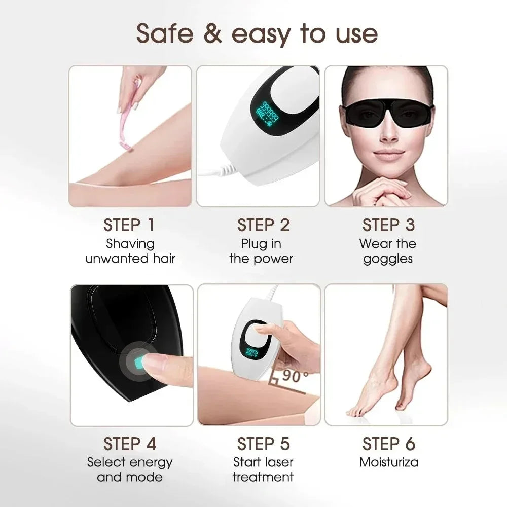 IPL Hair Removal Device 990000 Flashes for Women Painless Permanent Laser Epilator for Body Bikini and Facial Hair Home Use