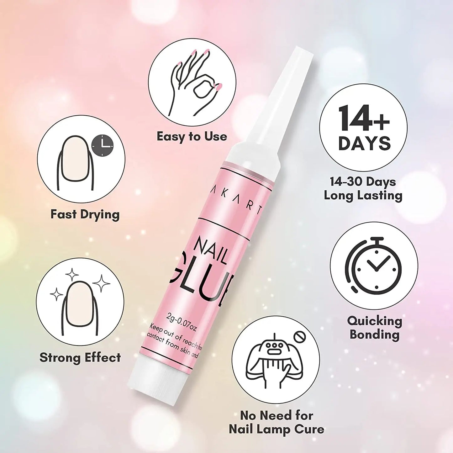 Makartt Nail Gel Glue for Press On Nails Soft Acrylic Gel Nail Tips Fake Nails,Super Strong Glue Easy to Control No Lamp Needed