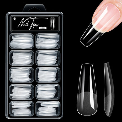 100Pcs Almond Coffin Soft Gel Nails Tips Half-frosted Full Cover Press On Nails Soak Off Gel Nail Extension Tips Capsule