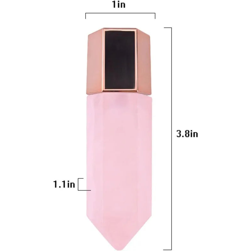 Rose Quartz Crystal Essential Oil Roll Bottle Beauty Massage Skin Care Tool for Facial Neck Body Muscle Relaxation
