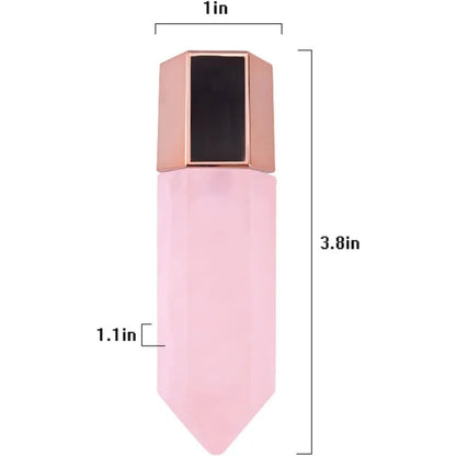Rose Quartz Crystal Essential Oil Roll Bottle Beauty Massage Skin Care Tool for Facial Neck Body Muscle Relaxation