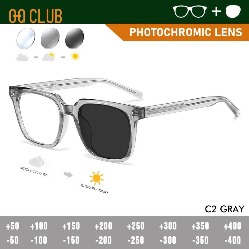 O-Q CLUB Square Eyeglasses Women's Grade Glasses Man Style Blue Light Intelligent Progressive Multifocal Lenses to Read Eyewear