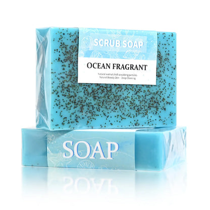 M+100g Natural Handmade Sea Salt Whitening Scrub Soap for Cleaning and Polishing - Dual Use Exfoliating Agent for Face/body