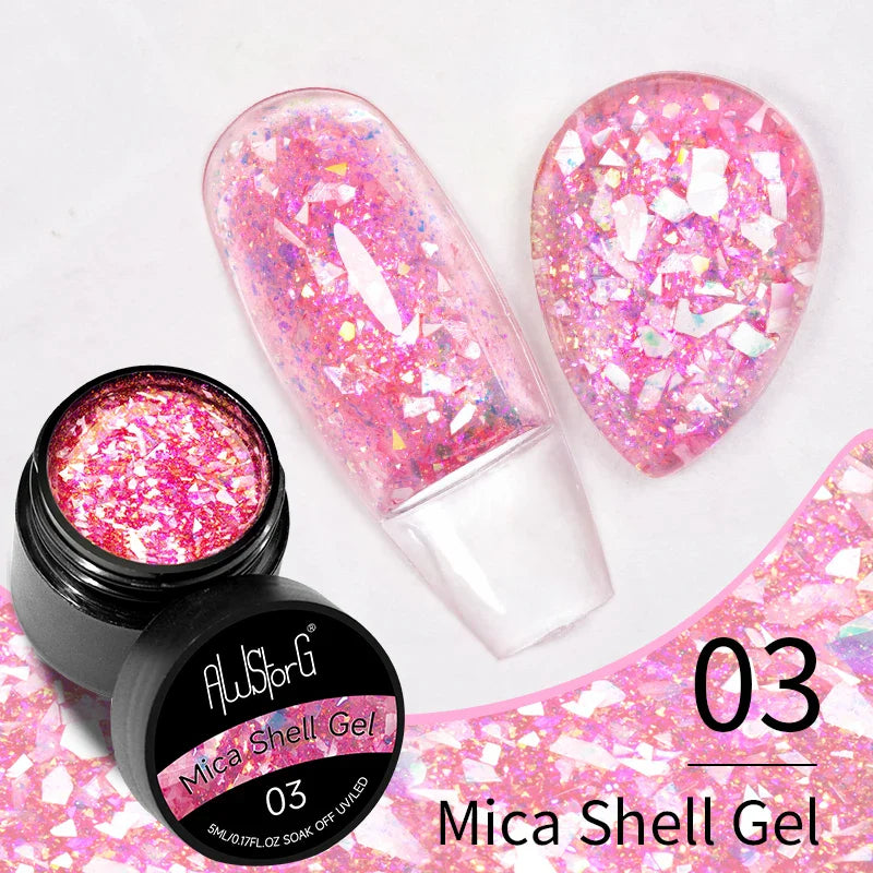 BOZLIN 5ml Sparkling Chameleon Mica Shell Gel Polish Colorful Sequins Manicure Semi Permanent Soak Off Nail Art Gel Varnish