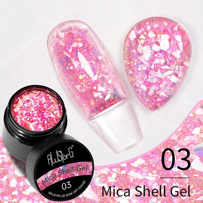 BOZLIN 5ml Sparkling Chameleon Mica Shell Gel Polish Colorful Sequins Manicure Semi Permanent Soak Off Nail Art Gel Varnish