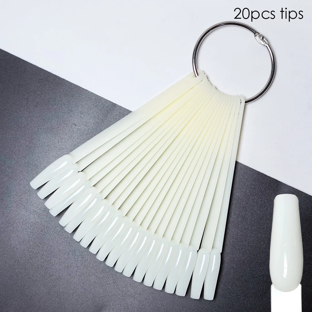 Nail Display Sticks Nail Swatch False Nail Tips Nail Gel Polish Practice Clear Natural Colors Display Board for Nail Art Tools
