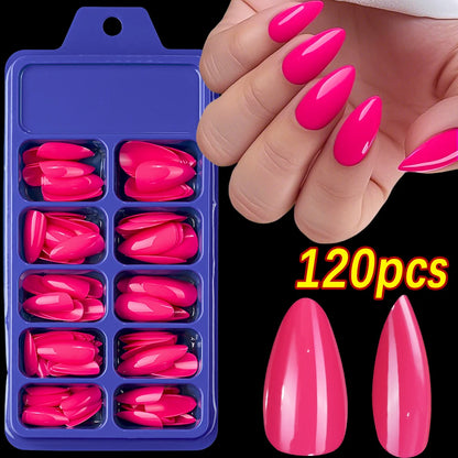 120Pcs Classic Glossy Black Fake Nails Full Cover Press On Nails Short Round Reusable False Fingertips DIY Women Manicure Tools