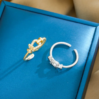 103 A horseshoe-shaped opening ring for women, versatile, slightly set, niche, light luxury style, heavy industry