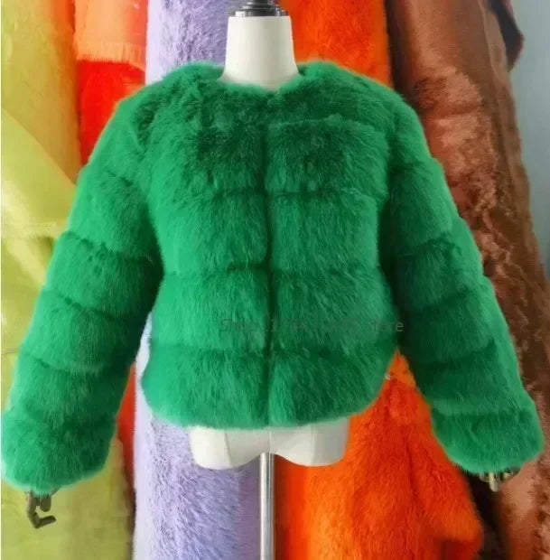Women's Fashion faux fur coat super hot Autumn Winter women short Faux fox fur fluffy jacket high quality 5xl Ladies furry coats