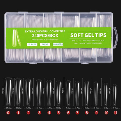240pc/box False Nails Super Long Ballerina Nails Press On Nail Full Cover Matte Gel Tips Nail Art XXL American Capsule Fake Tips
