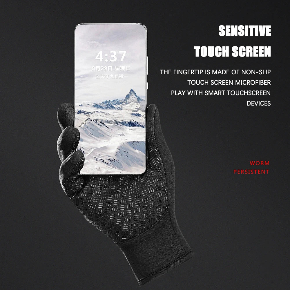 Men Women Cycling Winter Warm Sport Gloves Touchscreen Outdoor Fishing Splash-proof Skiing Snowboard Nonslip Zipper Gloves