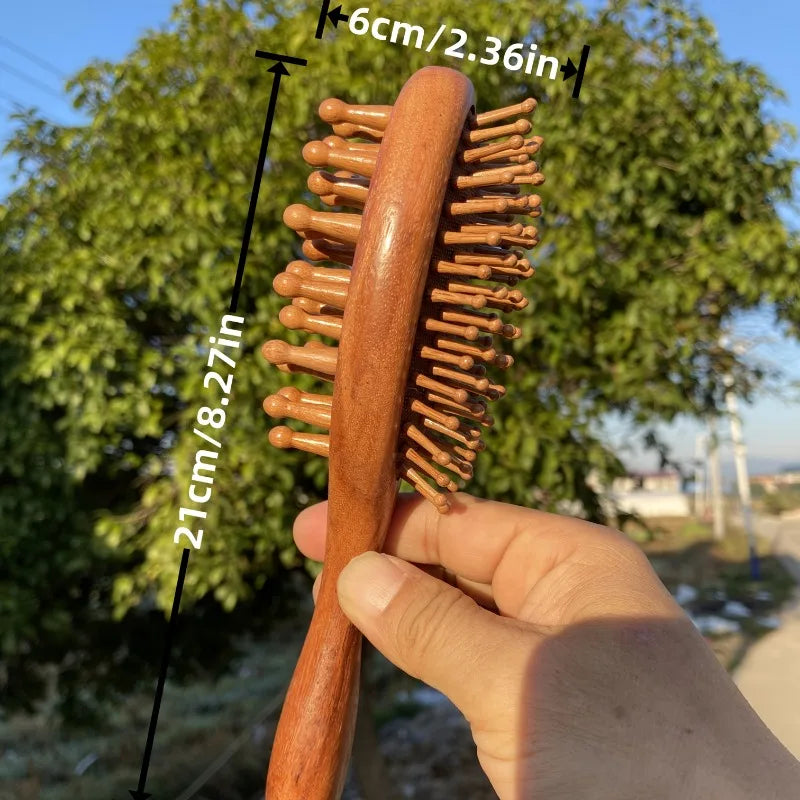 1pc Double Sided Air Bag Comb Fashion Anti Static Scalp Massage Wood Comb - Premium Wooden Massage Comb - Whole Body Use