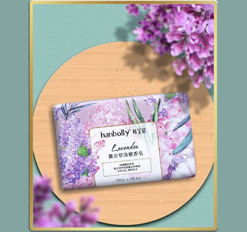 Hanbolly Flower Perfume Soap 200g Fragrance Bathing Hand Wash Perfume Soap with Essential Oil and Flower Smell