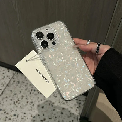 Luxury Shell Pattern Laser Phone Case For iPhone 11 12 13 14 15 16 17 Pro Max Plus Air IMD Shockproof Bumper Cases Cover