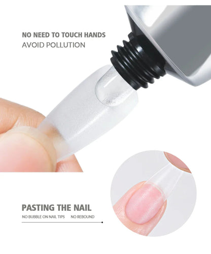 Nailpop Nail Tips and Glue Gel Nail Kit Fast Nail Extension Set with Soft Gel UV Lamp 600Pcs Semi Matte Nails and Files Tools