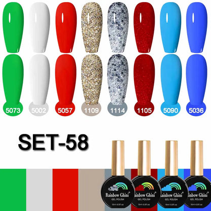 Rainbow Ghini 15ML 8Pcs/Set Nude Glitter Gel Nail Polish HEMA TPO FREE Colorful Nail UV LED Hybrid Gel Varnish All For Manicure
