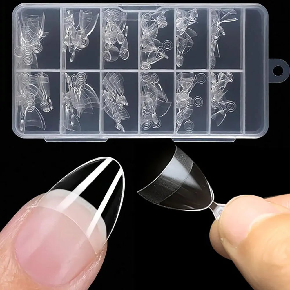120PC Extra Short Square Nail Tips Soft Gel Full Cover Half Matte False Nails Clear Pre-Shaped Press On Nails Extension Tips 12S