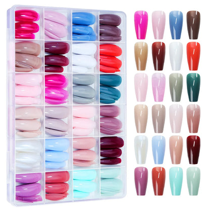 576Pc False Nail Press On Acylic Nails Extension Square Ballet Almond Full Cover Soft Gel Tips Extension DIY Manicure Kits Tools