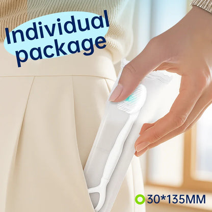 Portable and individually packaged 3-in-1 nano brush head toothbrush floss disposable toothbrush for adults on business trips