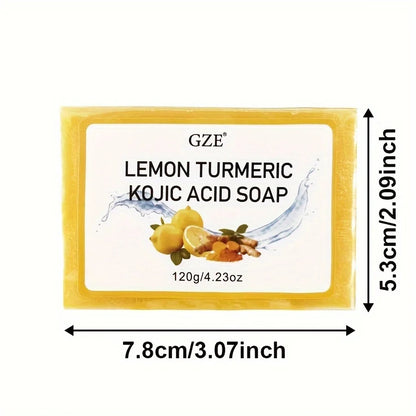 5 Pack GZE Body Restore Lemon Turmeric Kojic Acid Soap, with Shea Butter, For Face Dark Spots, Body, Rejuvenating, Exfoliating