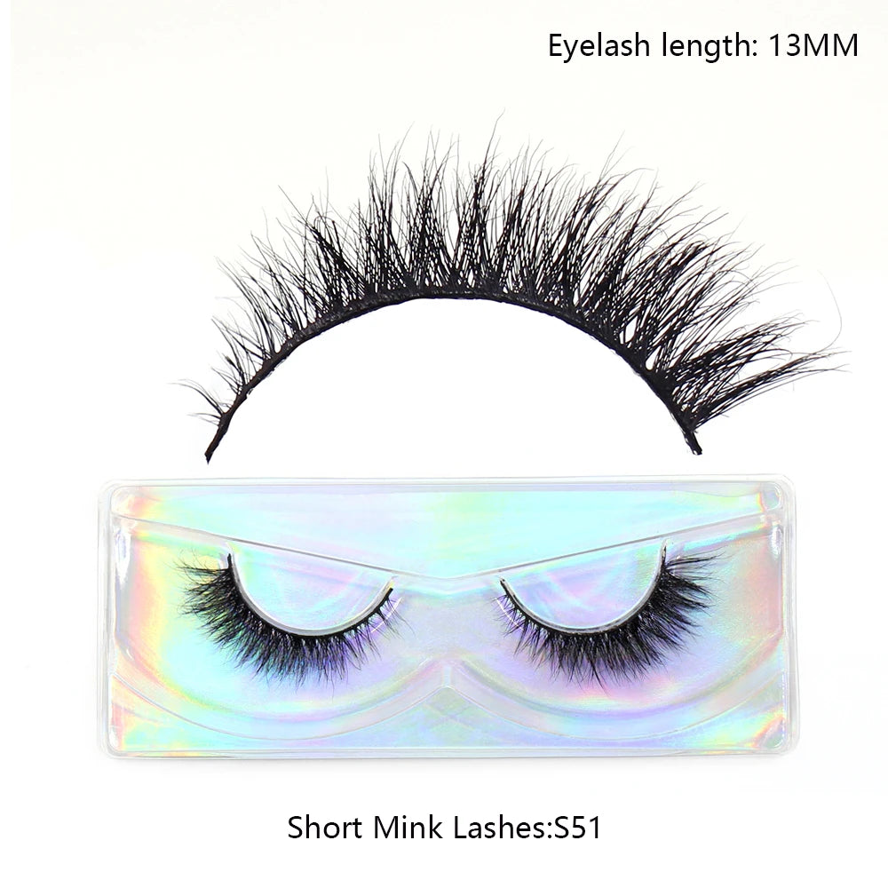 LEHUAMAO Makeup Mink Lashes 3D Short Mink Eyelashes Natural False Eyelashes Fluffy Mink Lashes Extension 12mm-15mm Eyelashes