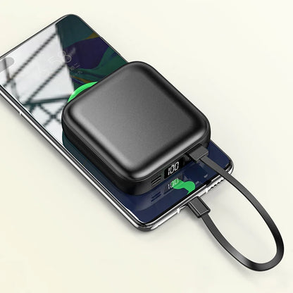 20000mAh Power Bank with Makeup Mirror Detachable Digital Display External Battery Built in Cable for iPhone Samsung