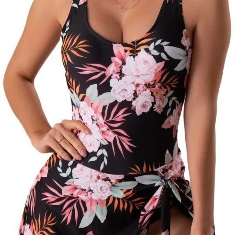 Swimsuit Women, One-piece Skirt Sexy Slim Print One-piece Swimsuit Women