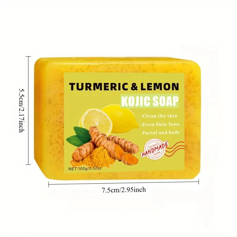 2PCS Turmeric Citric Acid Soap, Gentle Cleansing, Body Bath, Moisturizing, Moisturizing Skin, Suitable for All Skin Types, Unise