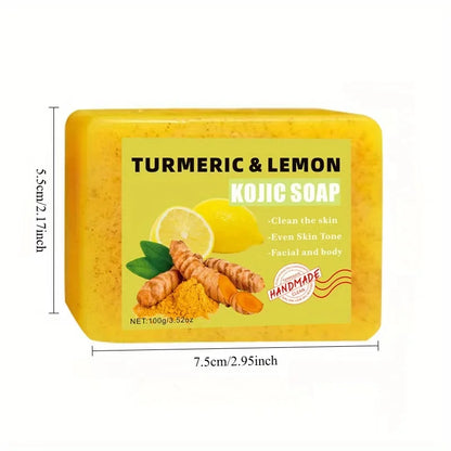 2PCS Turmeric Citric Acid Soap, Gentle Cleansing, Body Bath, Moisturizing, Moisturizing Skin, Suitable for All Skin Types, Unise