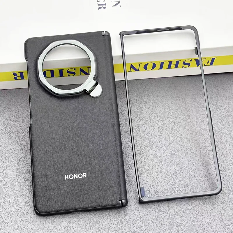 For Honor Magic V3 FCP-N49 Leather Phone Case Slim Flip Shockproof Back Cover Bumper HONOR Magic V3 5G PU Bracket Protect Shell