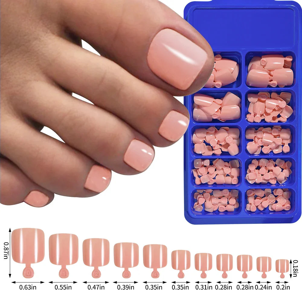 100/120pcs False Toenails French Short Square Full Cover Fake Toe Nails Acrylic Pink Clear White Press on Toenails For Women