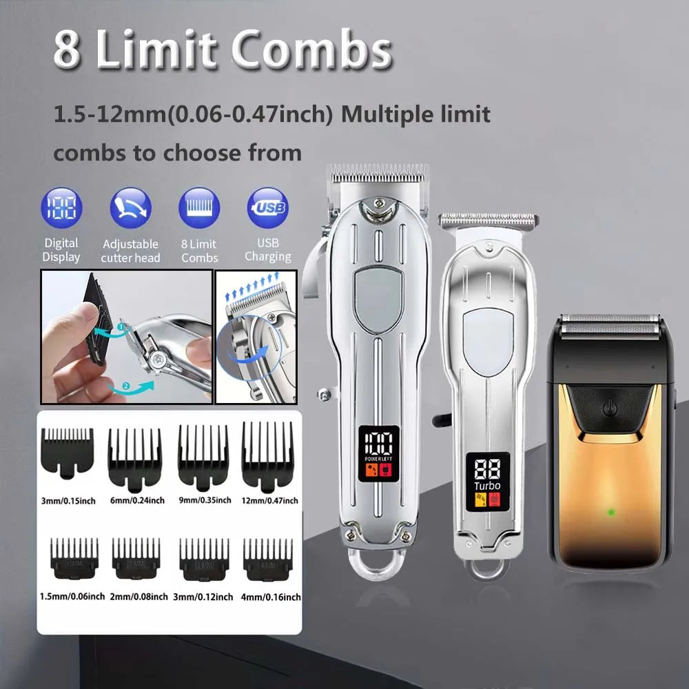 Hair Clippers Set for Men, Cordless Hair Clipper Shaver Beard Trimmer, Hair Cutting Machine for Men, Holiday Gift for Him