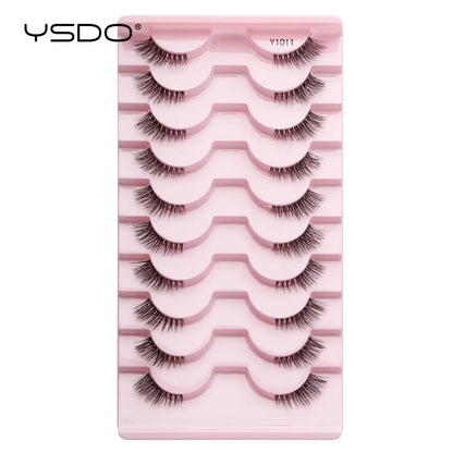 YSDO Natural Mink Eyelashes 3/6/10 Pairs Wispy Faux 3D Mink Lashes Short Fluffy Half False Eyelash Makeup Tools Cat Eye Lashes