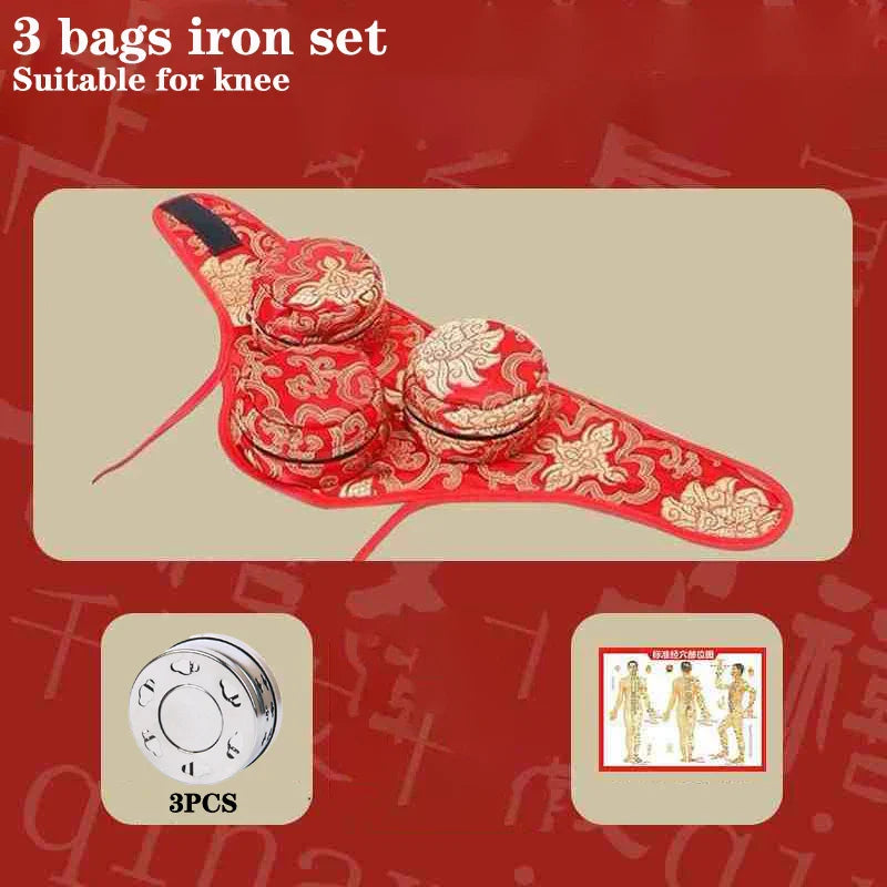 Red Embroidery Moxibustion Bag Moxa Burner Acupuncture Heating Therapy Warm Uterus Chinese medicines Massage Gun Body Massager