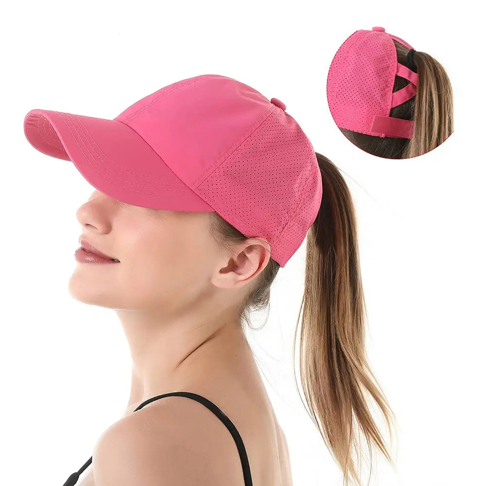 Quick Dry Ponytail Baseball Caps Women Criss Cross Messy Bun Snapback Hat Ponycap Trucker Hats Adjustable Outdoor Sports