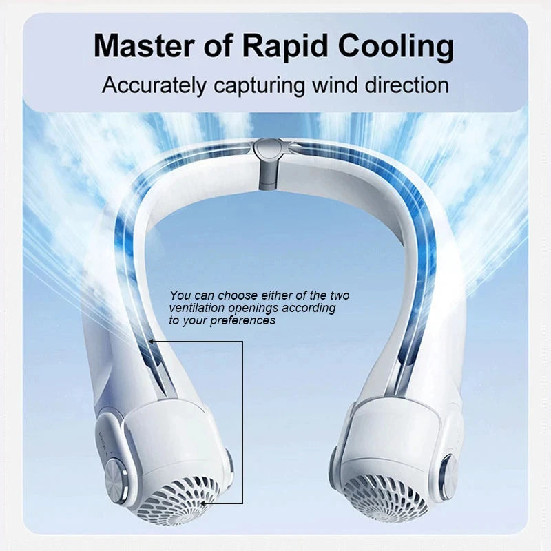 Portable Hanging Neck Fan Bladeless Mounted Mini USB Rechargeable Mute LED Digital Display Electric Fan Summer Air Cooler