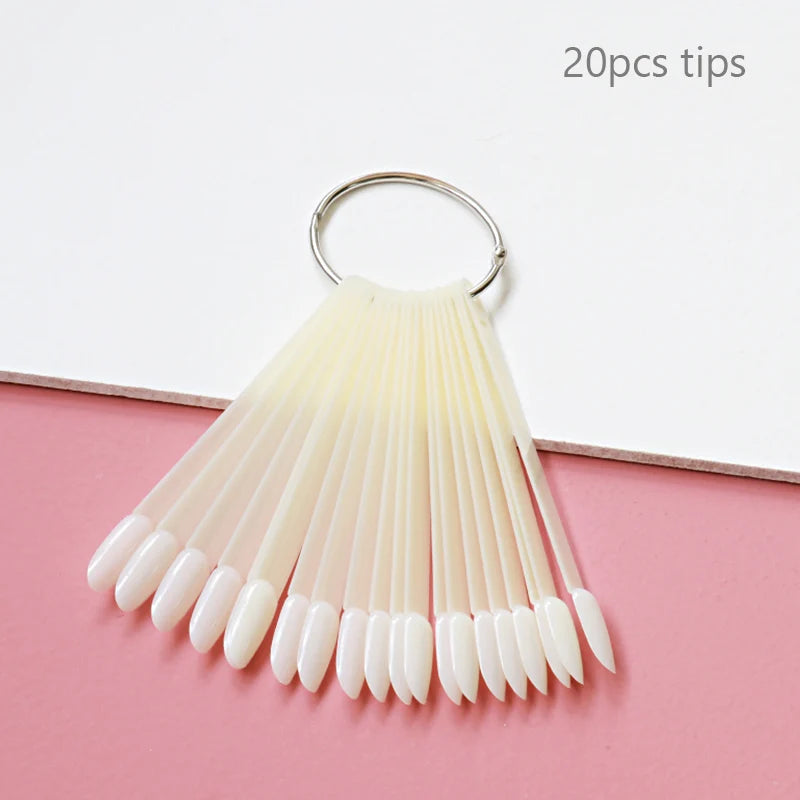 Nail Display Sticks Nail Swatch False Nail Tips Nail Gel Polish Practice Clear Natural Colors Display Board for Nail Art Tools