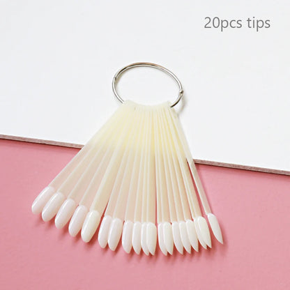Nail Display Sticks Nail Swatch False Nail Tips Nail Gel Polish Practice Clear Natural Colors Display Board for Nail Art Tools