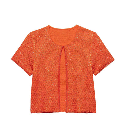 UNIZERA Fashion Temperament Sequin Knitted Jacket + Knitted Camisole Top Women's Clothing 2025 Summer New Products Set