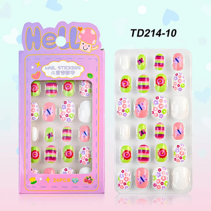 12pcs Kids 3D Stereo Sanrio Fake Nails Patch Sweet Girls Cute Cartoon Hello Kitty press on nails Kuromi Child Wearable FalseNail