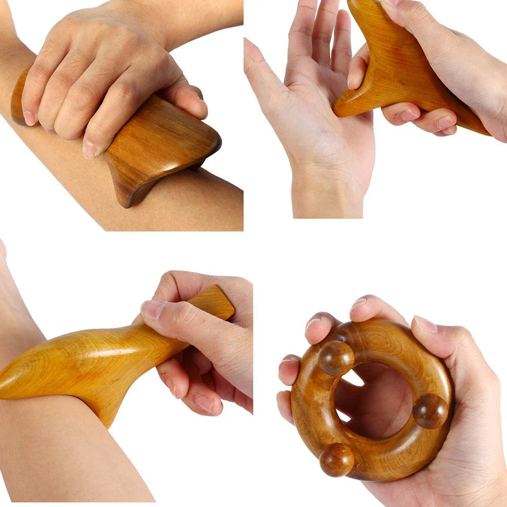 5Styles Vietnam Fragrant Wood Body Foot Reflexology Acupuncture Thai Massager Roller TherapyRoller Gua Sha Massager