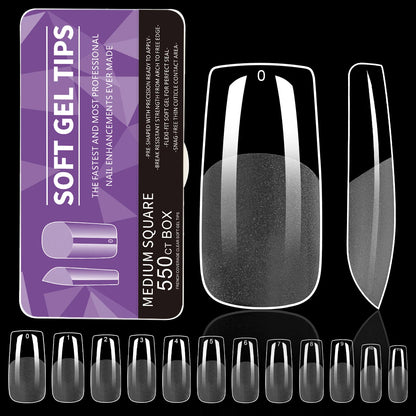 550Pcs Transparent Acrylic Fake Nails Full Half Cover Nail Tips Handmade Press On Nails 9 Styles Soft Gel Tips For Nail DIY